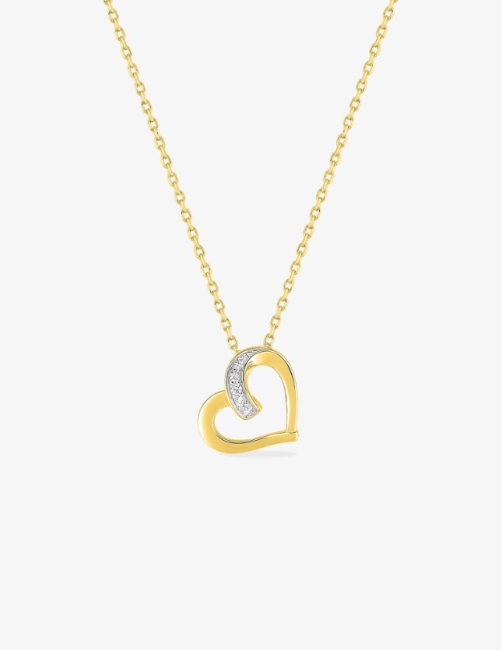 Collier chaîne forçat cœur 12 mm plaqué or, rhodium et oxydes de zirconium