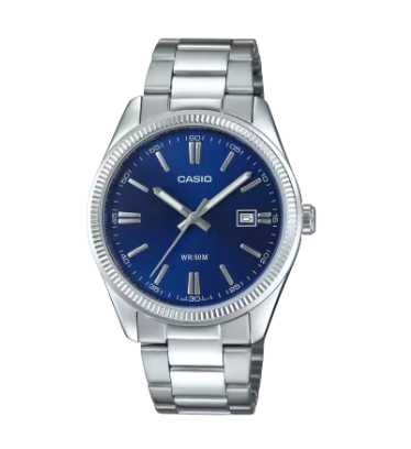 Casio classique acier fond bleu