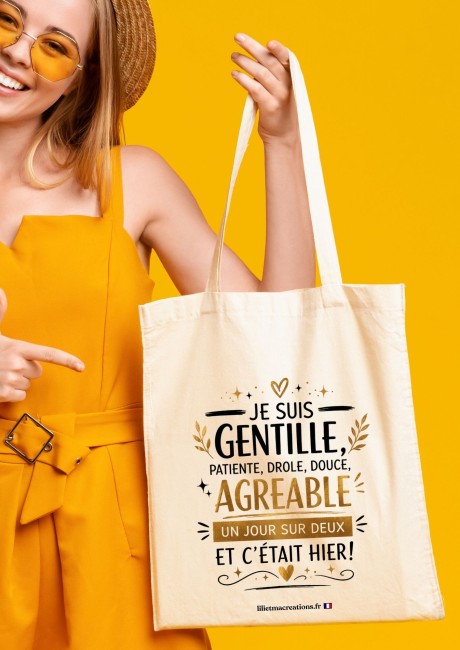 tote bag agréable un jour sur deux Lili et ma créations