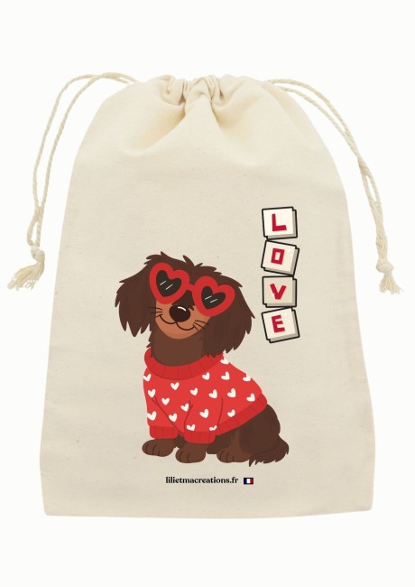 pochon Teckel love lili et ma créations