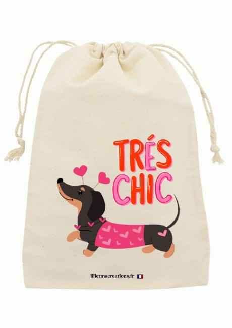 pochon Teckel très chic lili et ma créations