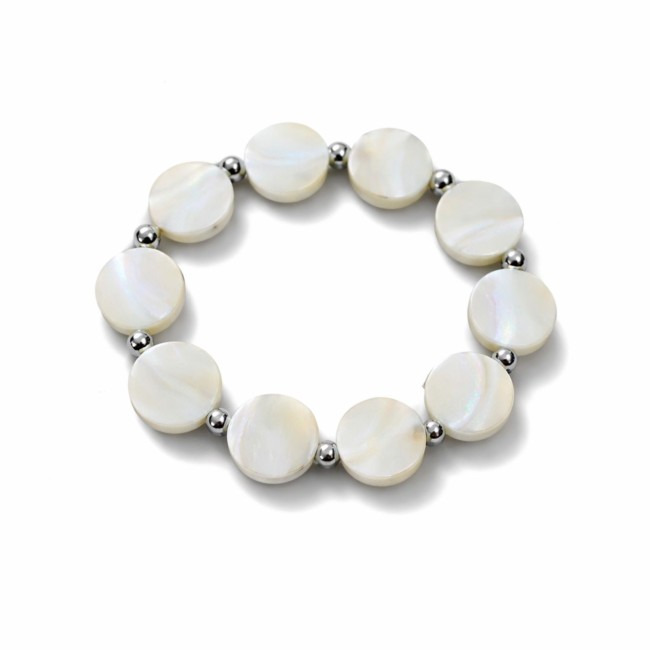 Bracelet pierres nacre perles argentée lili et ma creations (1)