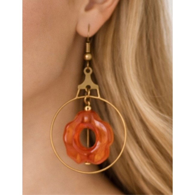 boucles d'oreilles perles ambre fleur artisanales uniques lili et ma créations (1)