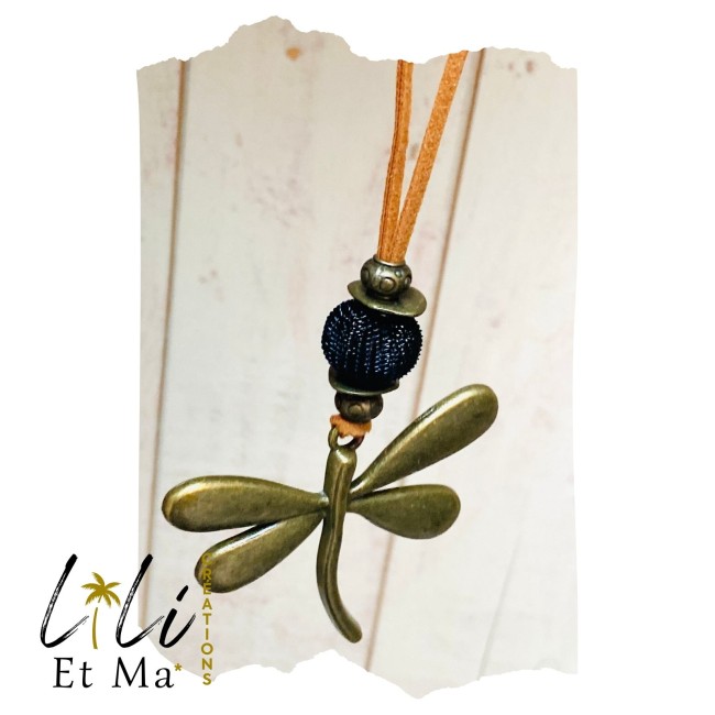 Sautoir libellule bronze bohème chic