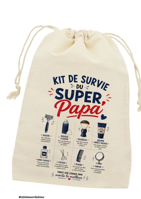 pochon lili et ma créations kit de survie super papa rasage