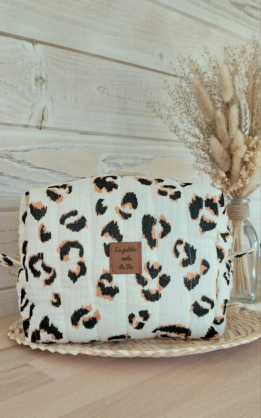 Trousse de toilette Savane léopard beige noir et camel