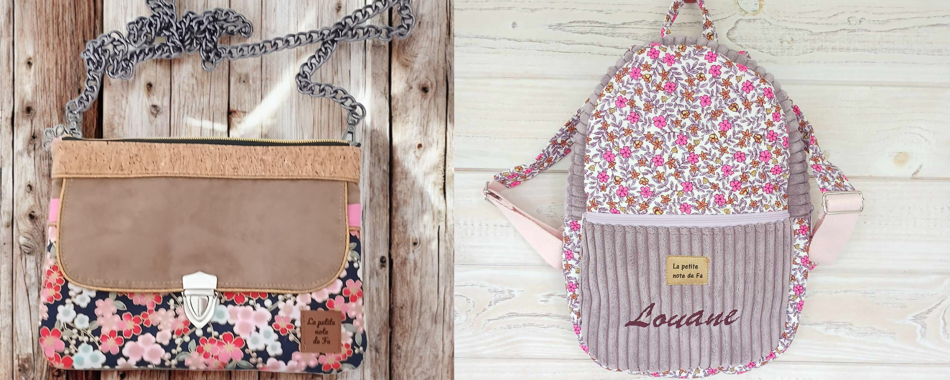 Sac Rosalie et sac à dos artisanaux faits main