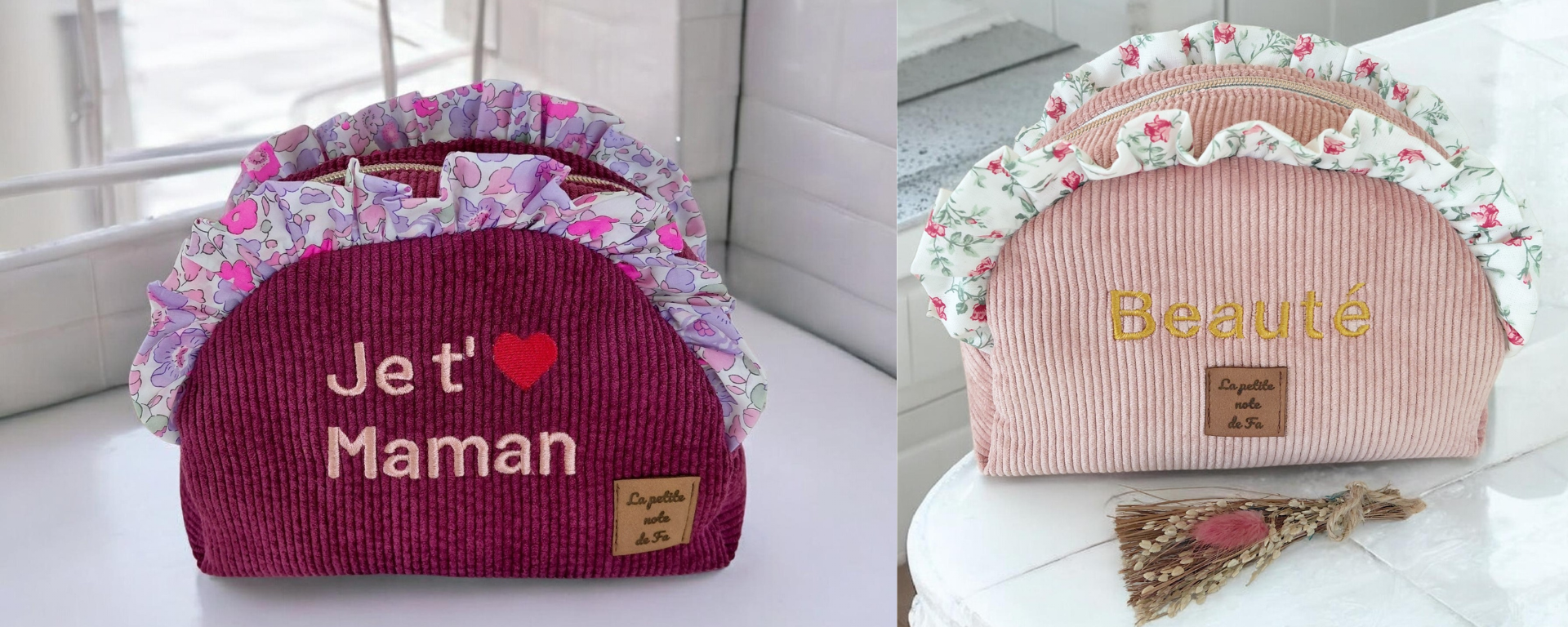 trousse demi-lune  fait main couture artisanale