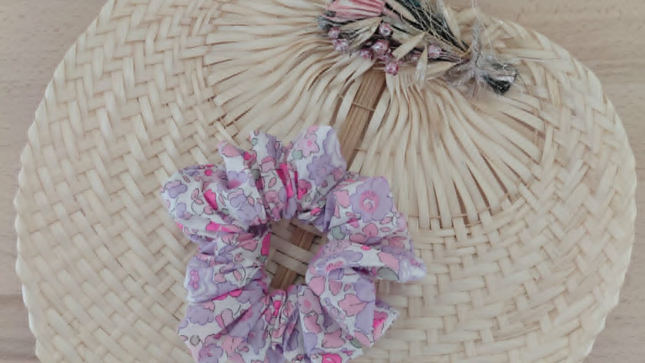 chouchou liberty betsy fluo lilas fait main