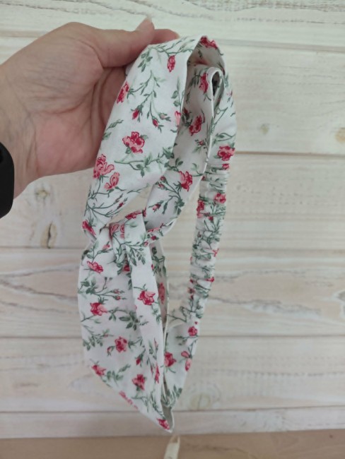 bandeau coton imprimé roses fait main
