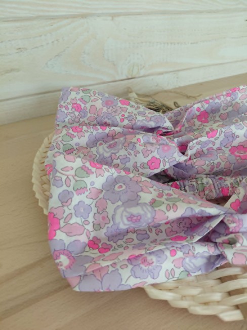 détail tissu liberty betsy fluo lilas fait main