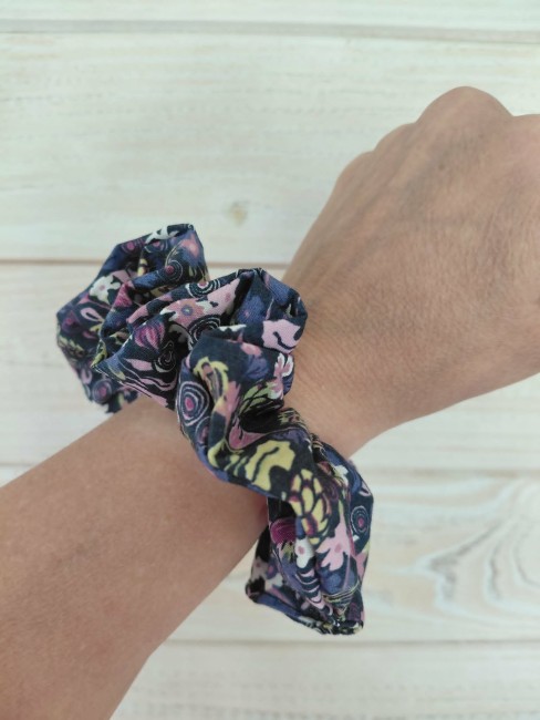 chouchou-nuit-florale-poignet chouchou coton floral élégant femme