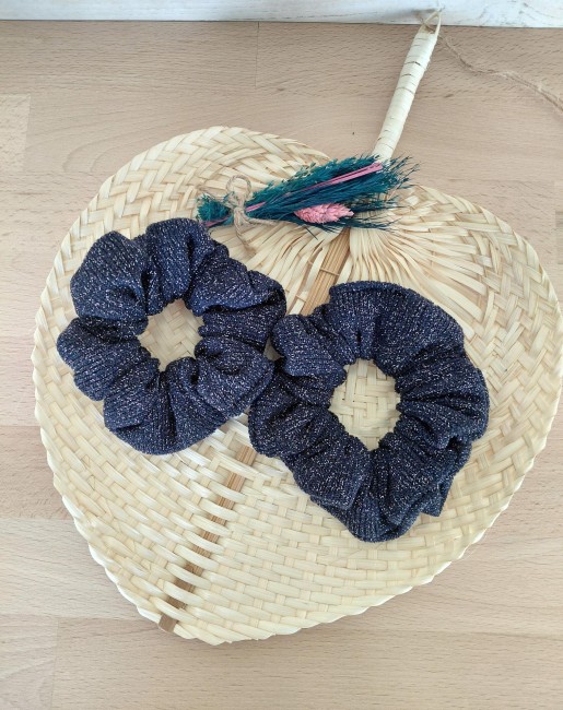 chouchou bleu marine scintillant accessoire cheveux femme
