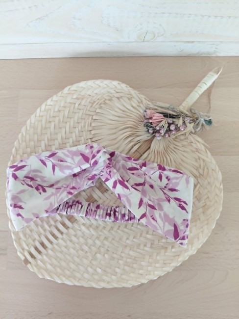 bandeau cheveux violet coton femme