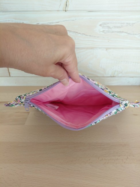 fermeture zippée de la trousse de toilette Pétaleintérieur de la trousse froufrou Pétale doublée coton