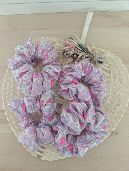 chouchou coton liberty lilas femme