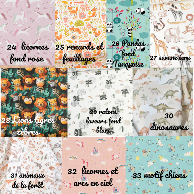 détail sac à dos enfant coton velours fait main motif