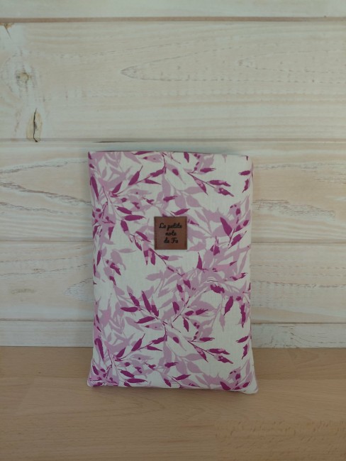 housse de livre Améa Violet feuillage fait main