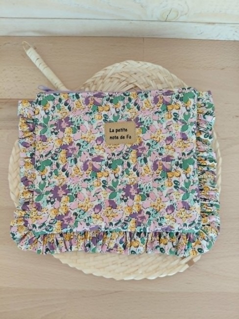 trousse froufrou Pétale fait main en coton fleuri
