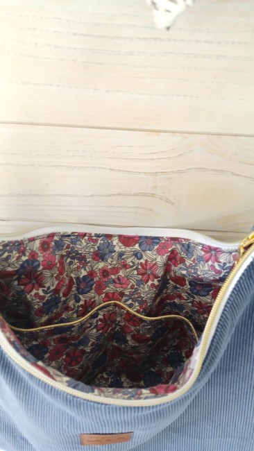 Sac Knox Corduroy Bleu interieur