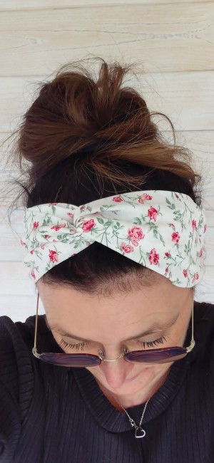 bandeau rosalie fleuri fait main porté femme