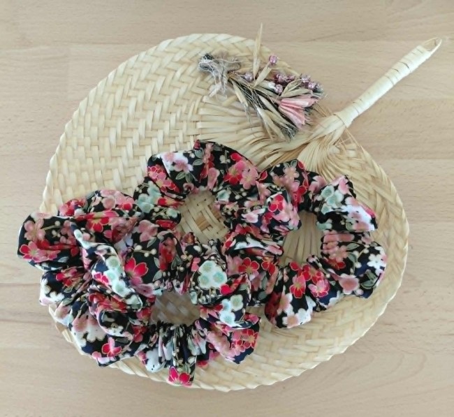 chouchou  floral bleu marine femme