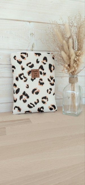 housse-de-livre-savane-blanc-face Housse de livre Savane motif léopard en coton