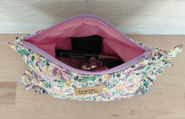 trousse maquillage fleurie en coton fait main
