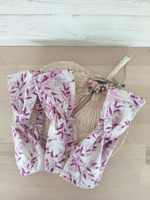 accessoire cheveux imprimé végétal aux nuances violette fait main france