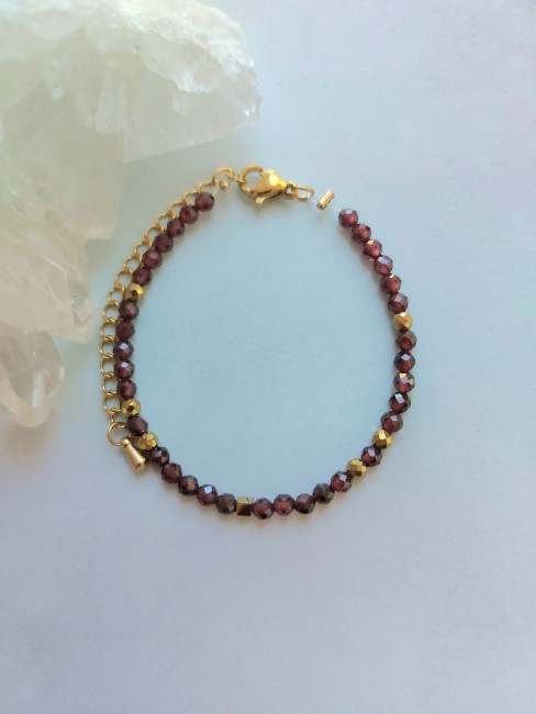 Bracelet Grenat à facettes 3mm