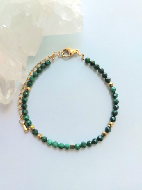 Bracelet Malachite à facettes 3mm