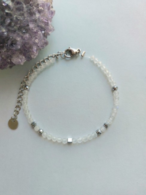 Bracelet Pierre de lune à facettes 3mm