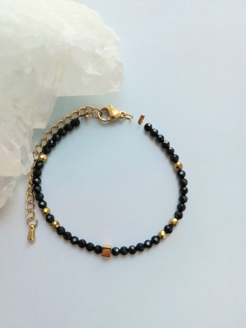 Bracelet Tourmaline noire à facettes 3mm