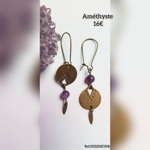 Boucles asymétriques Améthyste