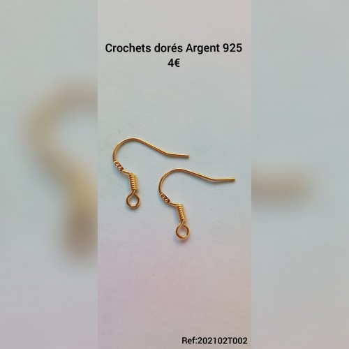 Crochets dorés en Argent massif 925