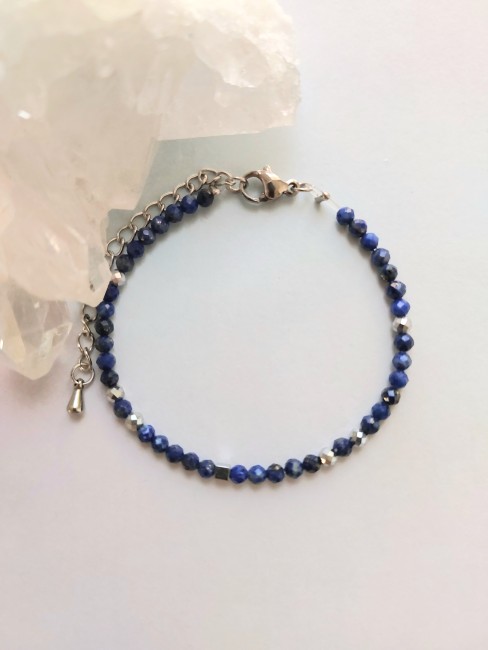 Bracelet Lapis-lazuli à facettes 3mm