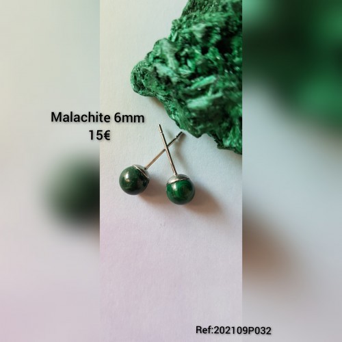 Boucles puces Malachite 6mm