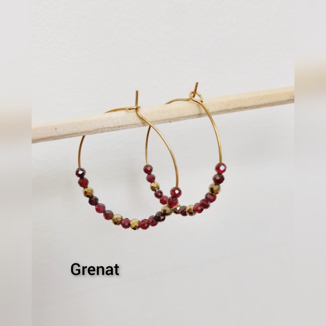 Créoles grenat facettes