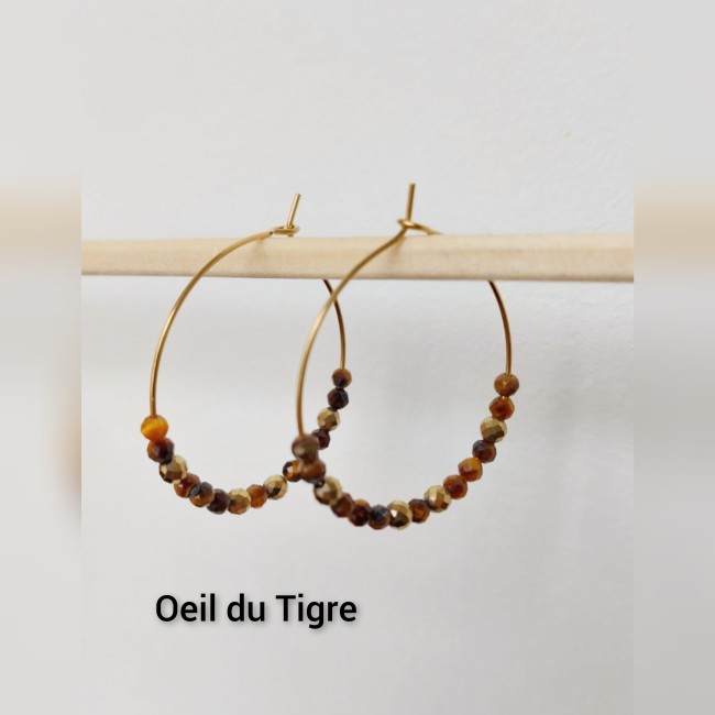 Créoles Oeil du Tigre facettes