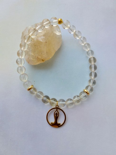Bracelet Citrine naturelle  6mm doré