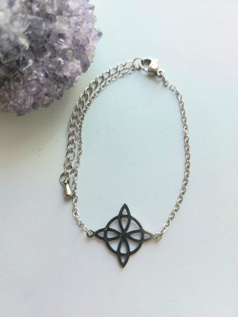 Bracelet énergétique noeud de sorcière argenté