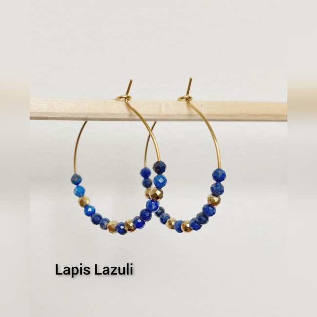 Créoles Lapis-lazuli facettes