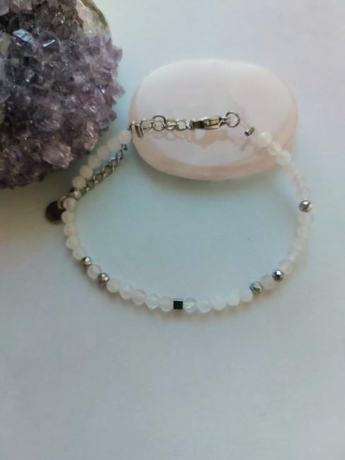 Bracelet facettes Quartz rose