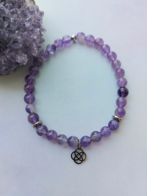 Bracelet Améthyste 6mm argenté