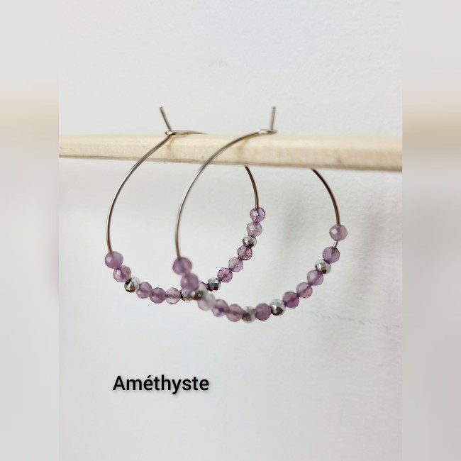 Créoles Améthyste facettes