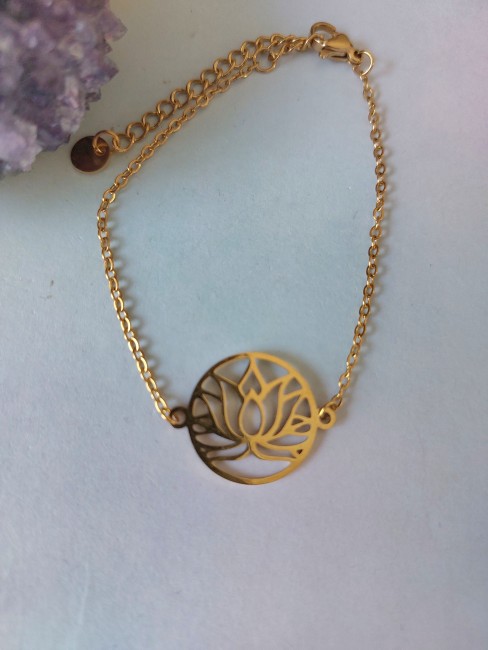 Bracelet fleur de lotus doré