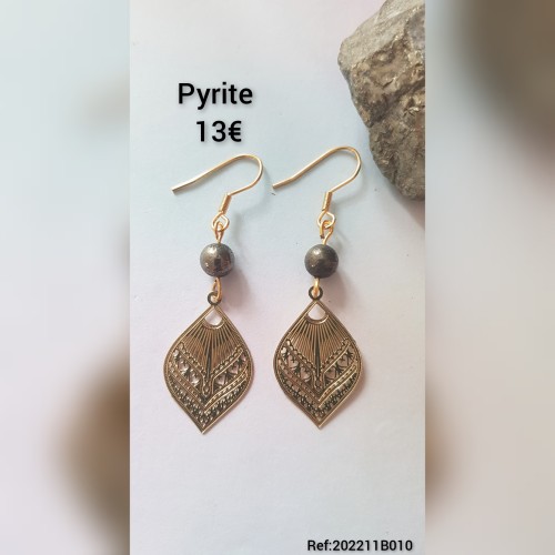 Boucles d'oreilles estampes gouttes Pyrite
