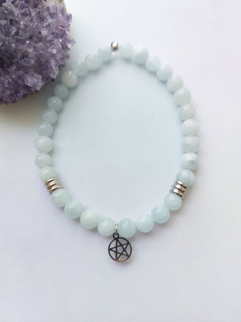 Bracelet Aigue-Marine 6mm argenté