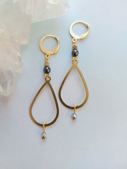 Boucles d'oreilles Hématite goutte