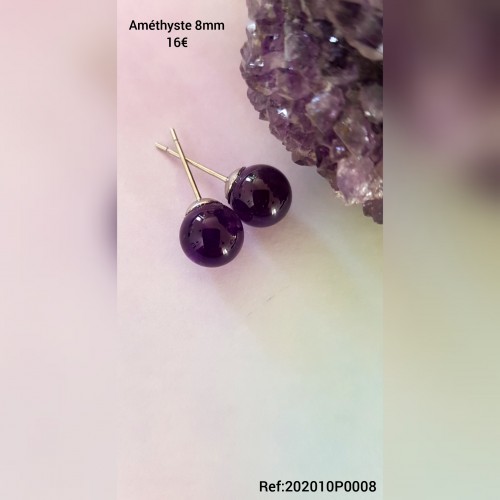 Boucles puces Améthyste 8mm